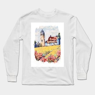 Lighthouse and Flowers Long Sleeve T-Shirt